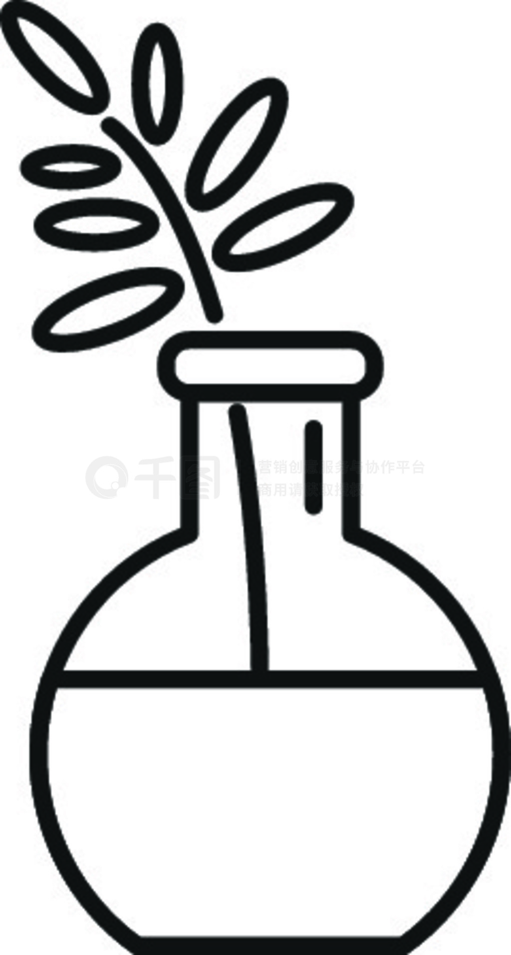 精油植物瓶图标。概述精油植物烧瓶矢量图标,用于在白色背景上隔离的网页设计。精油植物瓶图标,轮廓样式模板免费下载_eps格式_241像素_编号41963011